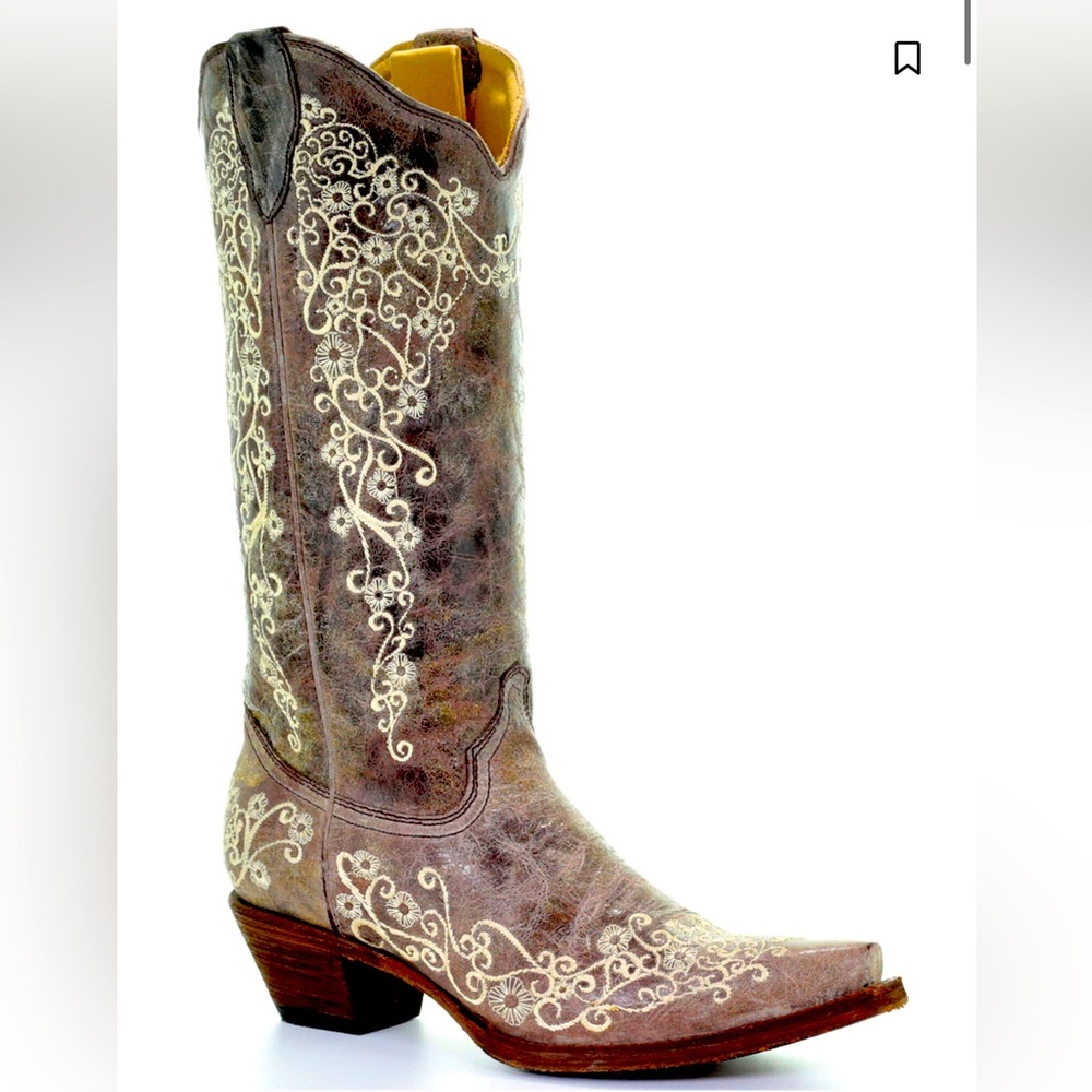 CORRAL WOMEN'S CRATER WITH BONE EMBROIDERY WESTERN BOOTS - SNIP TOE